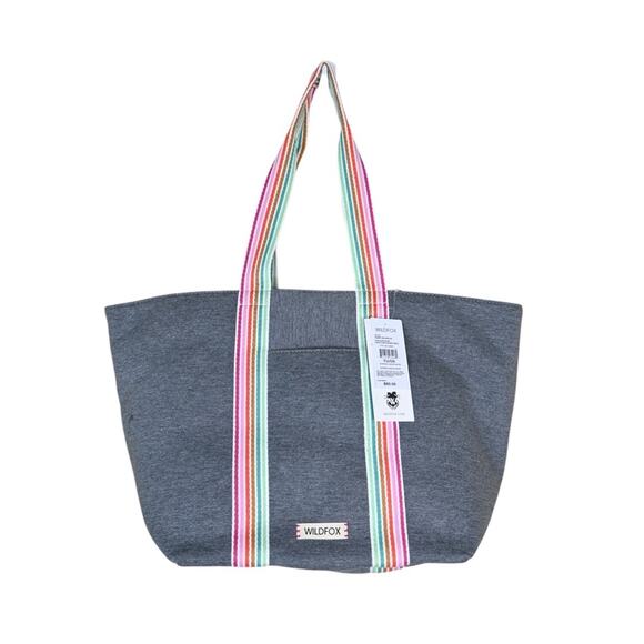 Wildfox Double Strap Jersey Tote Dark Grey NEW - Picture 1 of 9